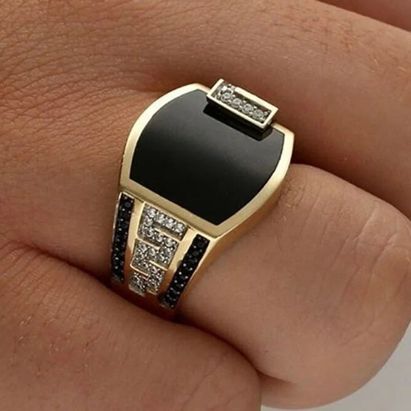 Stellar Black Onyx Gold Ring
