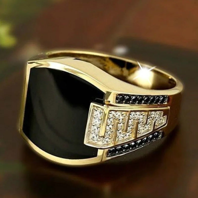 Stellar Black Onyx Gold Ring