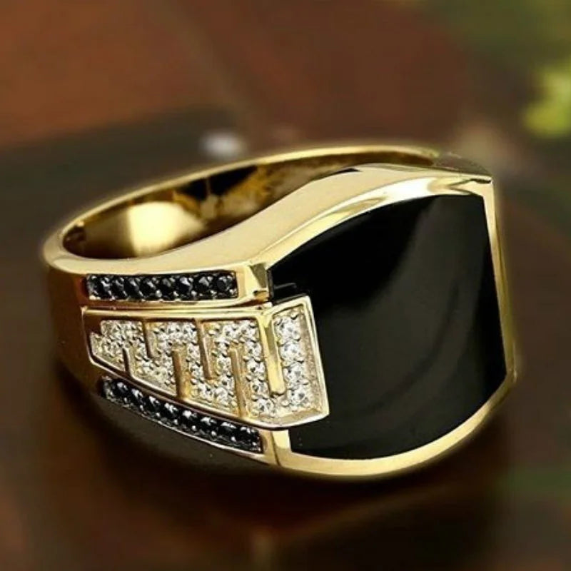 Stellar Black Onyx Gold Ring
